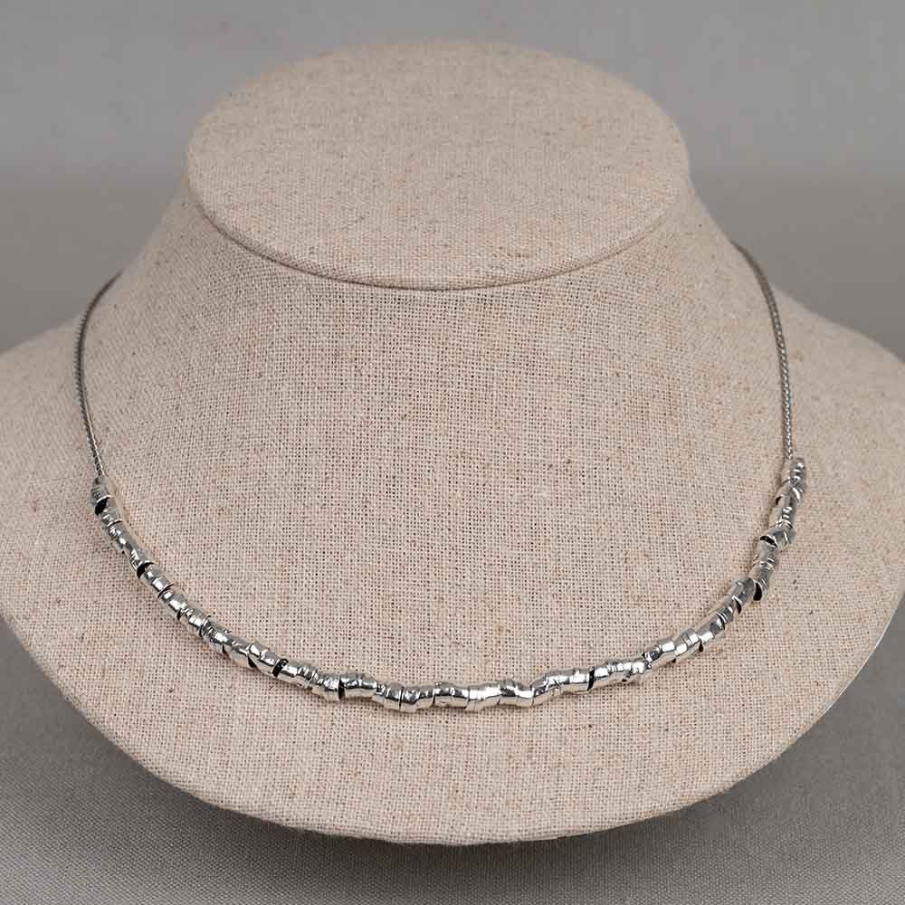 Collier zilver met buisjes zilver