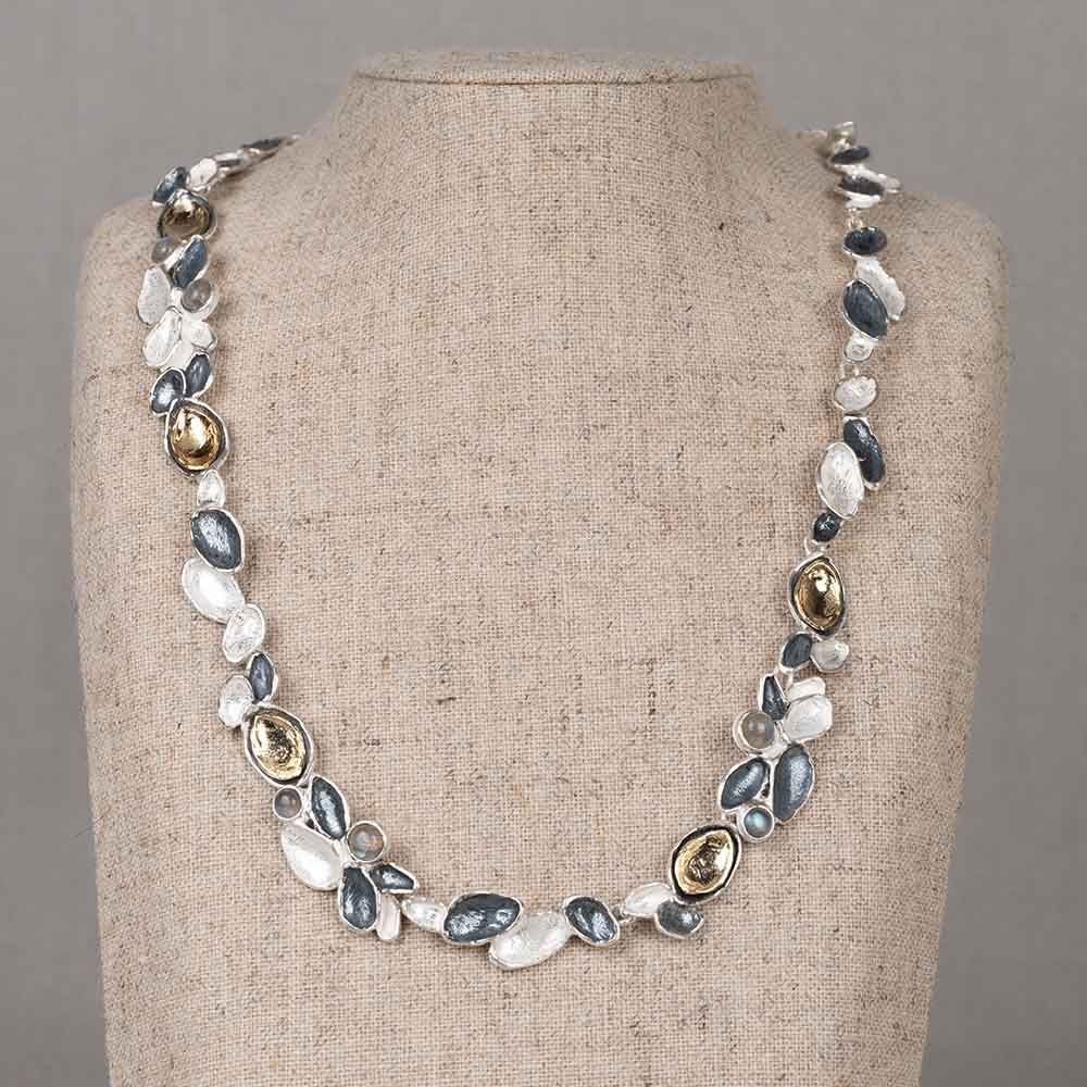 Collier feuilles avec labradotite