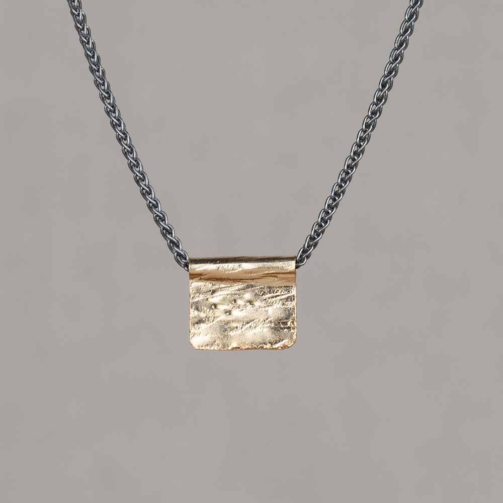 Collier zilver oxy met verguld flapje