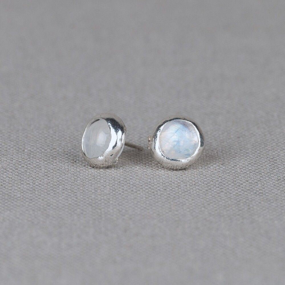 Oorsteker zilver oxy shiny + Maansteen