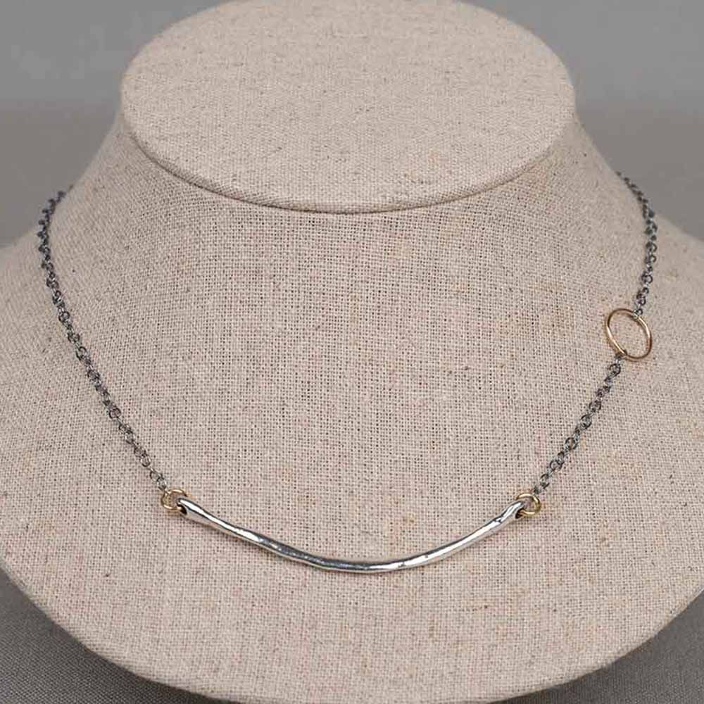 Collier zilver oxy met gouden glimlach