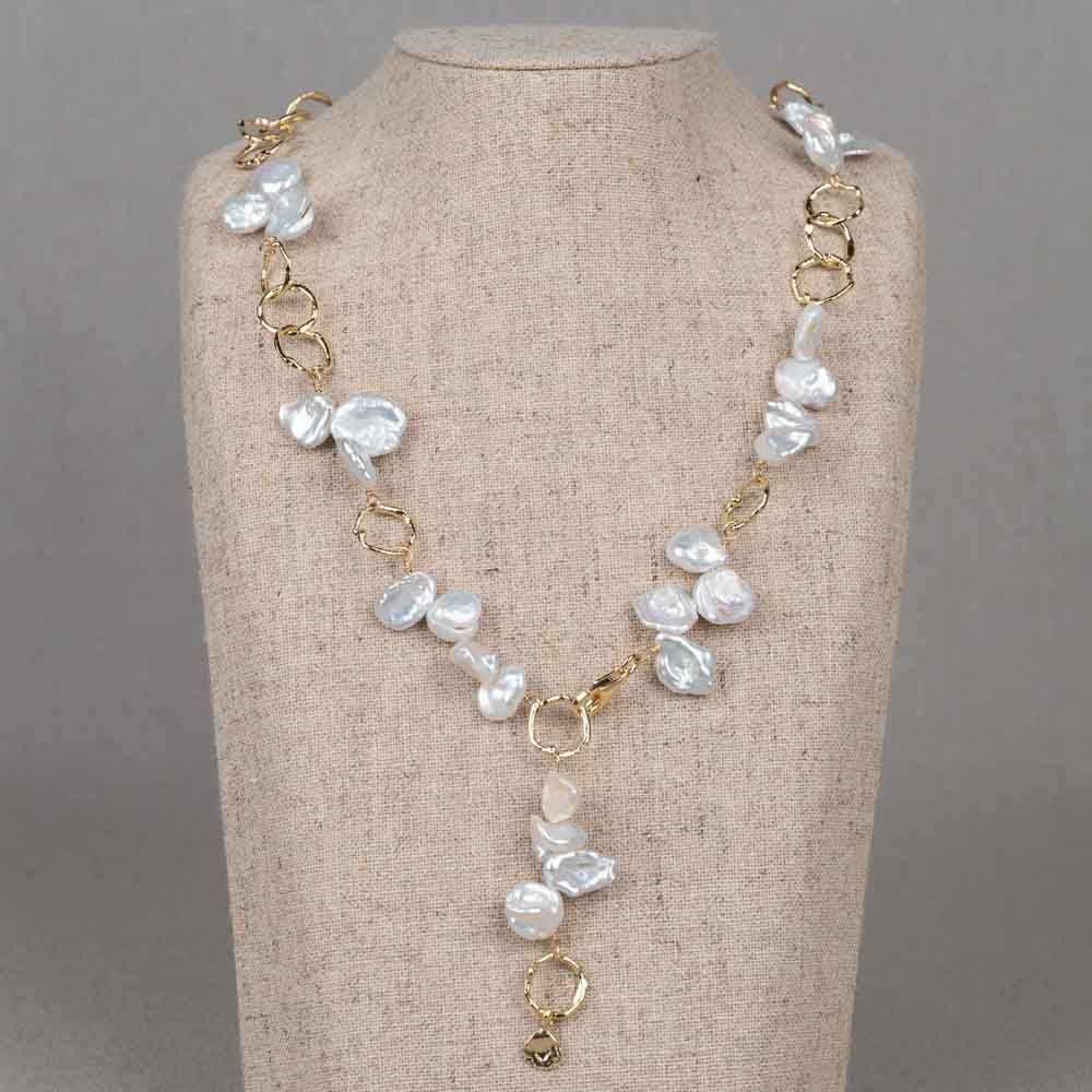 Collier Queen zilver verguld + parels