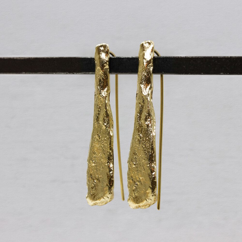 Oorhanger plat lang zilver verguld