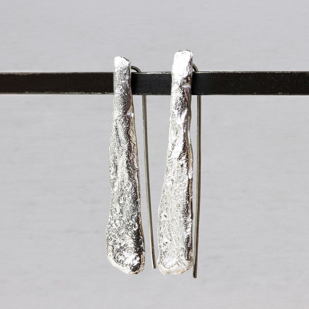 Oorhanger plat lang zilver