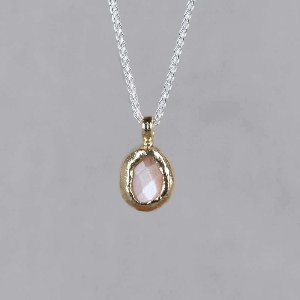 Collier wit zilver + Roze Maansteen