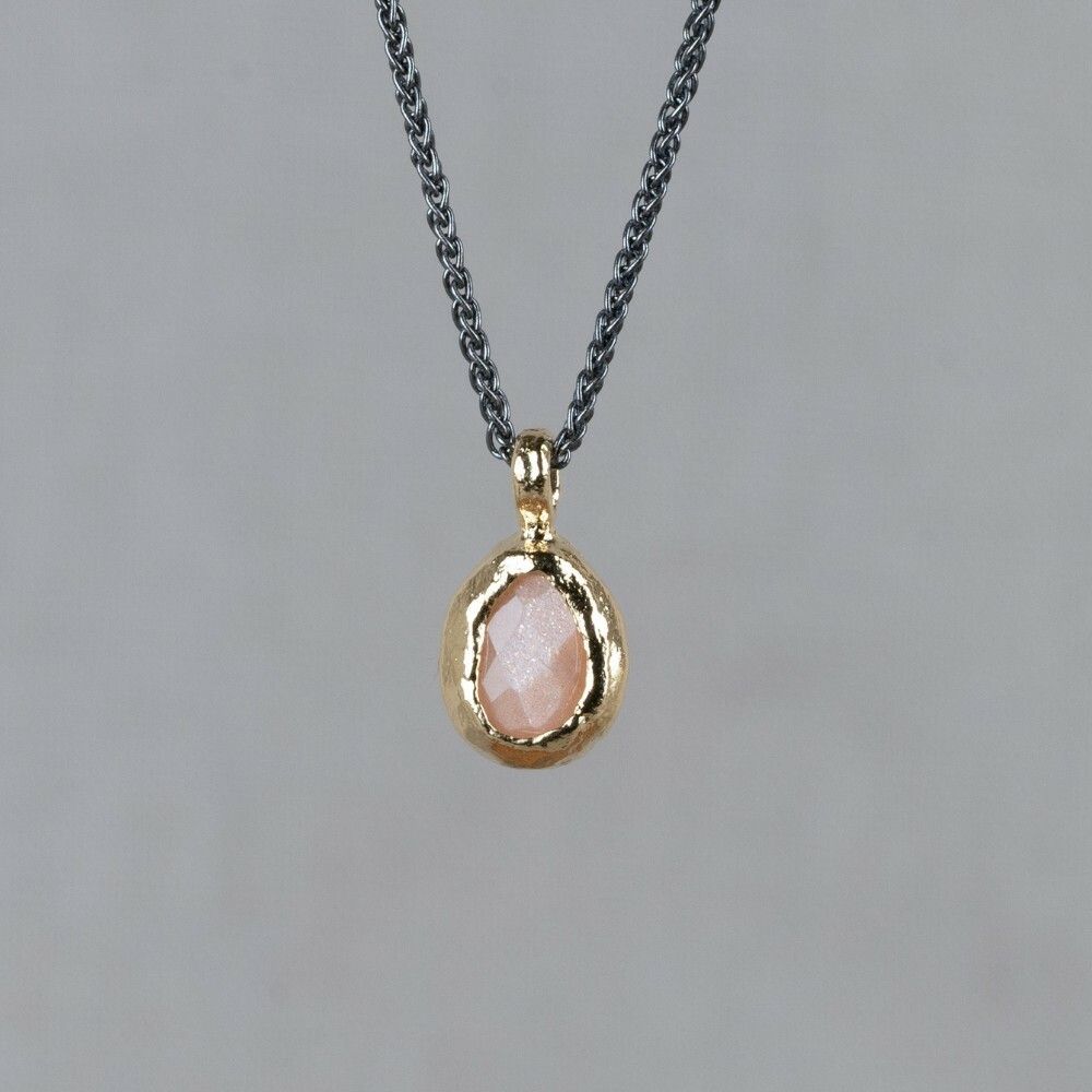 Collier zilver oxy + Roze Maansteen
