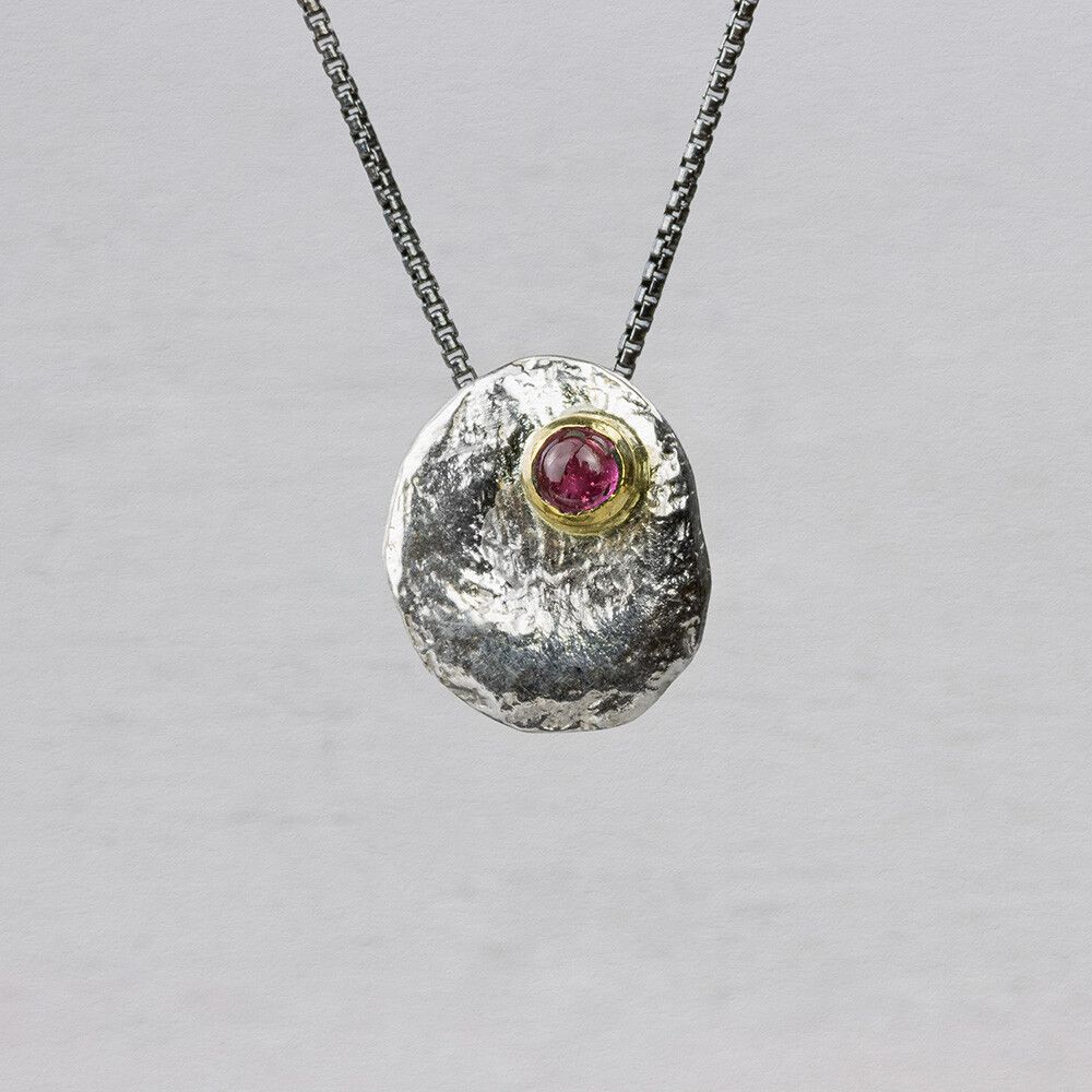 Collier steen + 9 karaat + Roze Toermalijn