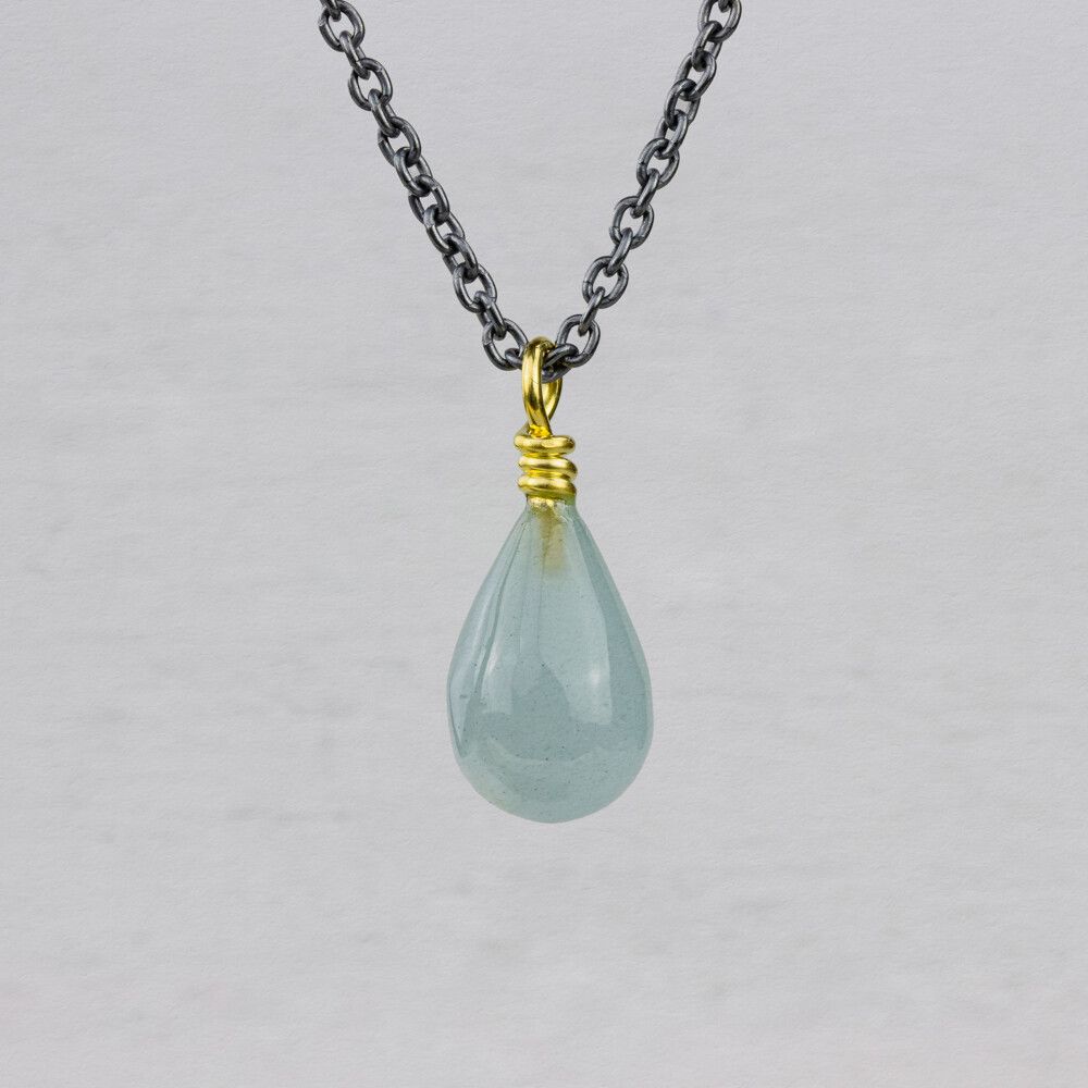 Collier zilver oxy + Aquamarijn