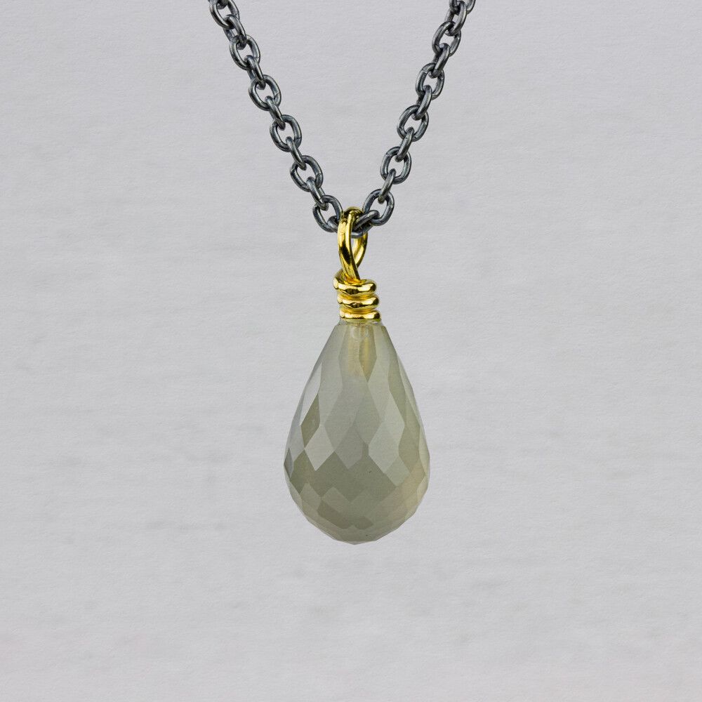 Collier zilver oxy + Grijze Maansteen