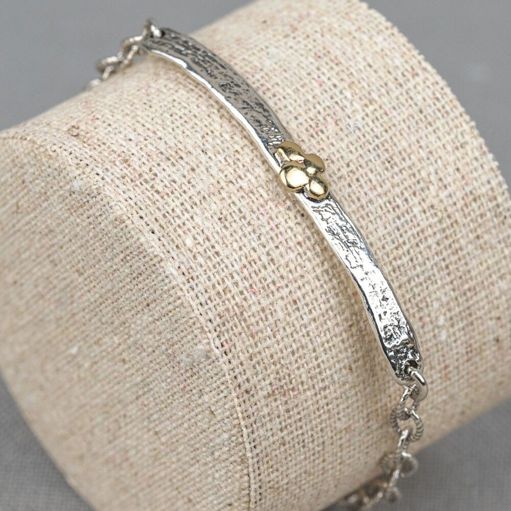 Armband zilver + 9 karaat + trosje plat