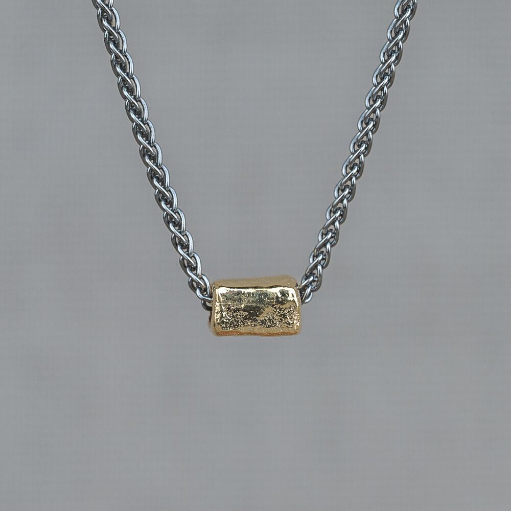 Collier zilver oxy + 9 karaat tonnetje