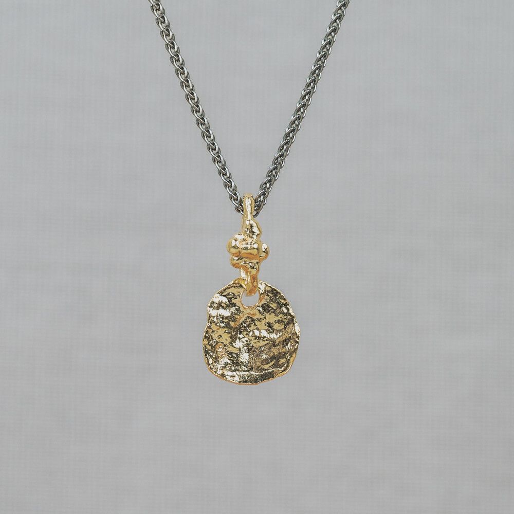 Collier zilver oxy + verguld amulet