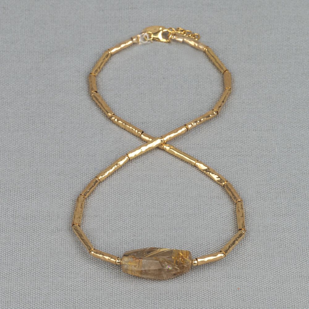 Collier LIMITED Goldfilled buisjes + Gold Rutielkwarts