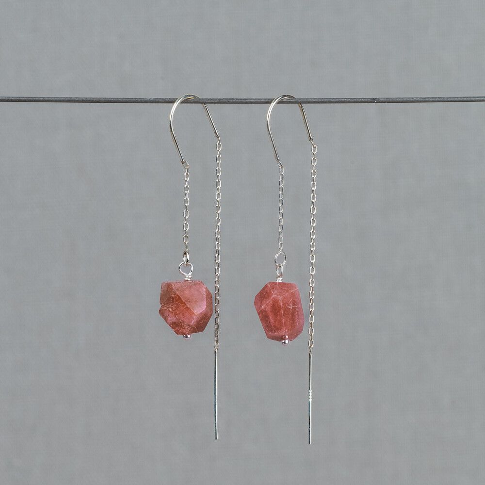 Doortrek oorbel + Roze Toermalijn