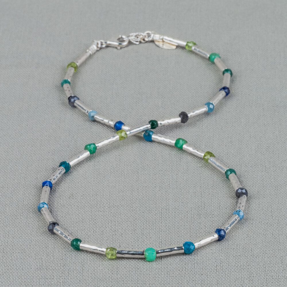 Collier zilver blauwe regenboog
