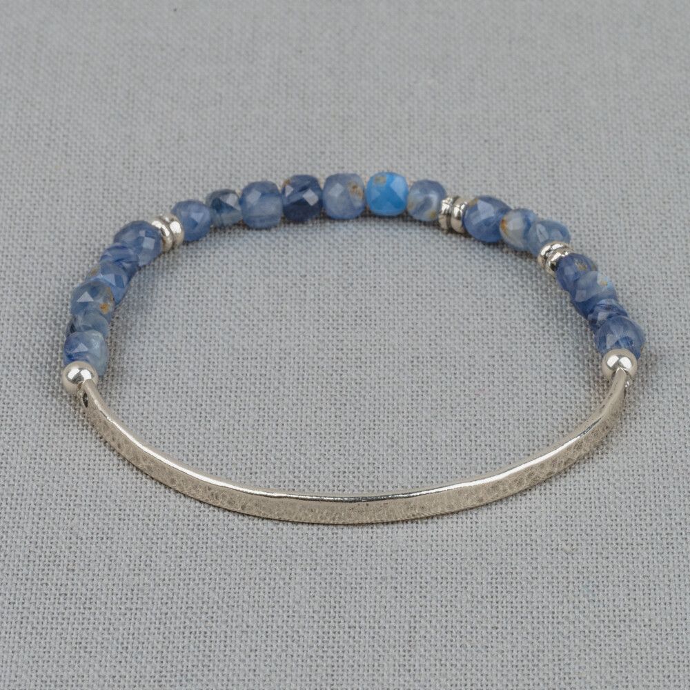 Armband zilver half half + Kyaniet