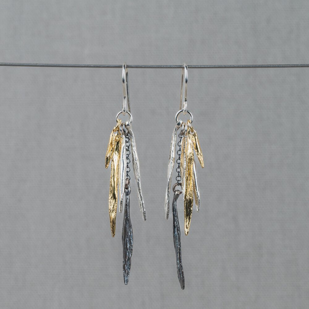 Oorhangers sprieten zilver + oxy + verguld