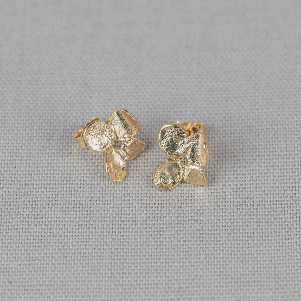 Oorsteker viooltje zilver verguld