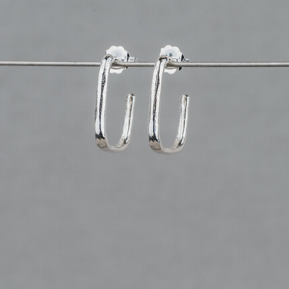 Oorhoepel rechthoek zilver
