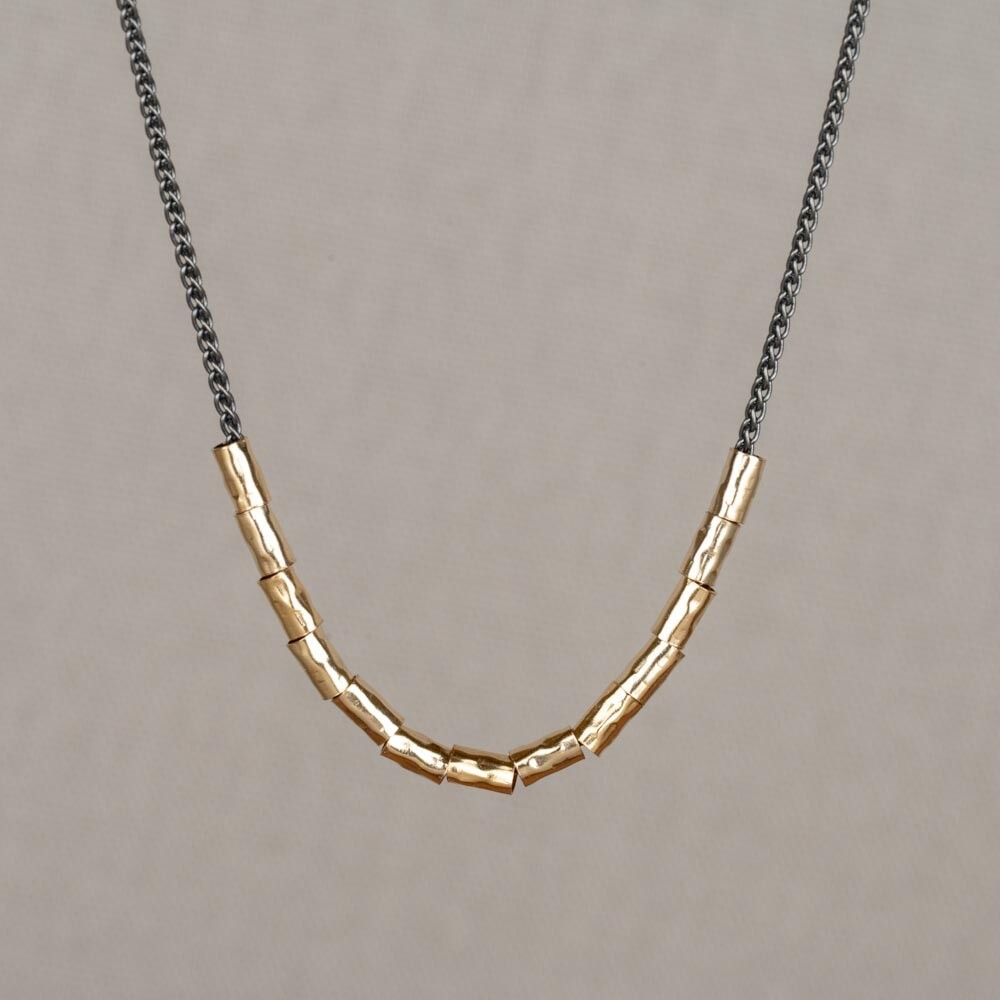 Collier zilver oxy + Goldfilled Tubes