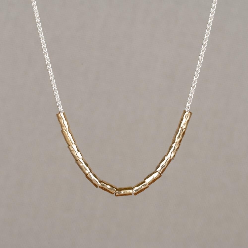 Collier zilver + Goldfilled Tubes