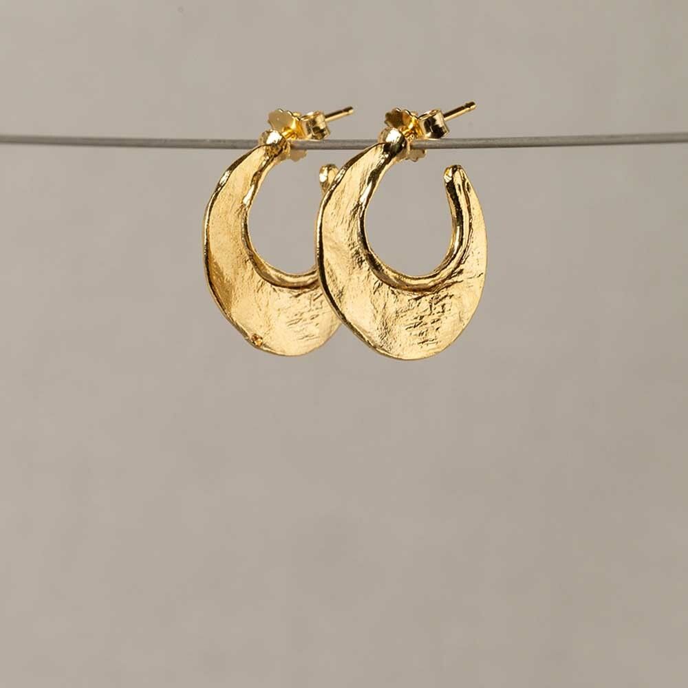 Oorhoepel maan zilver verguld