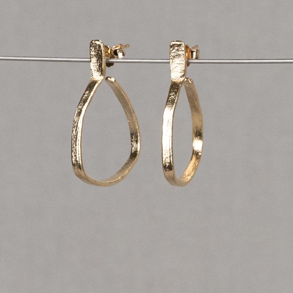 Oorhoepel hoekig zilver verguld