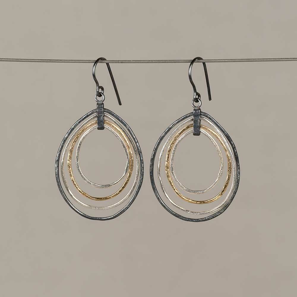 Oorhangers zilver, oxy, verguld drop in drop