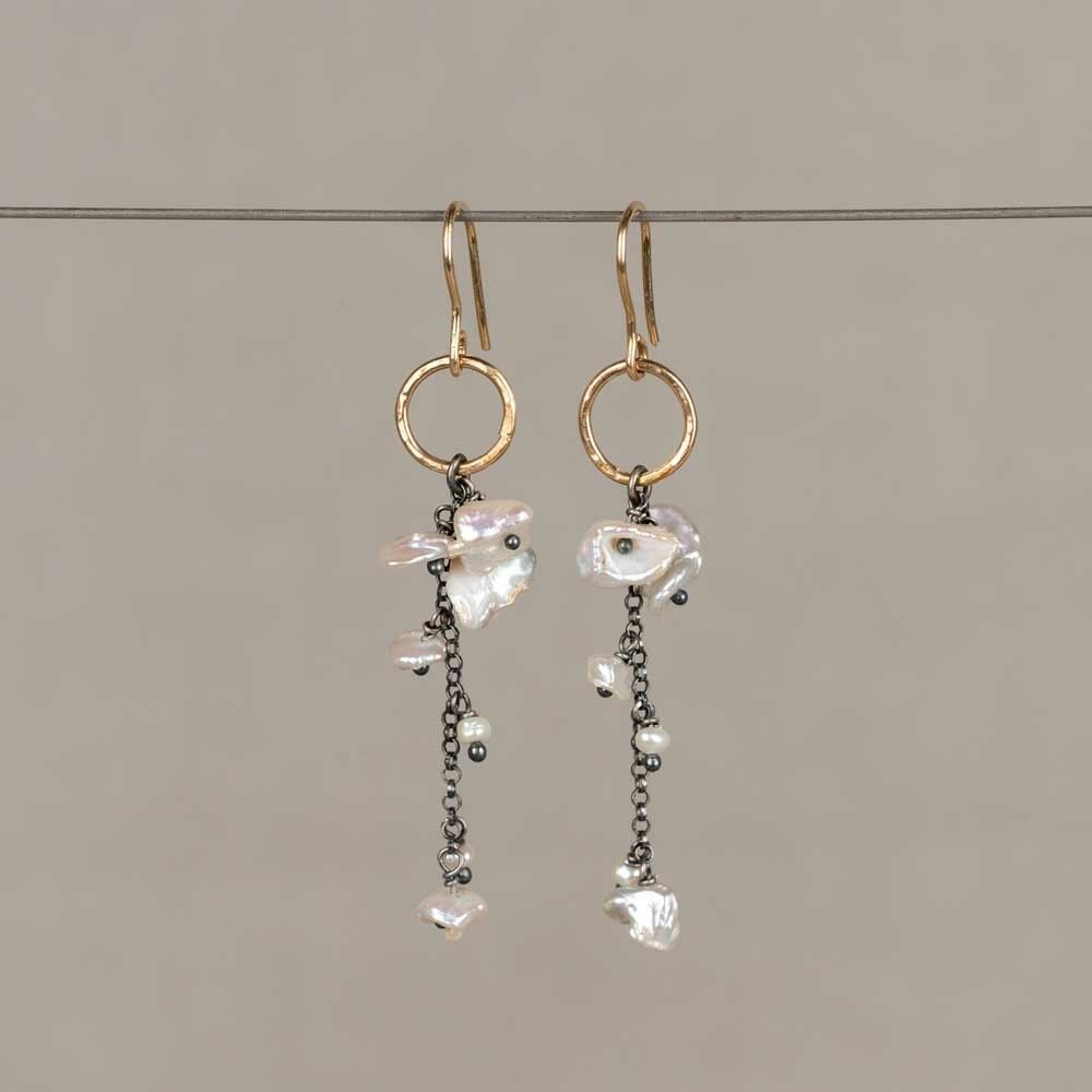 Oorhangers oxy + Goldfilled + parel guirlande