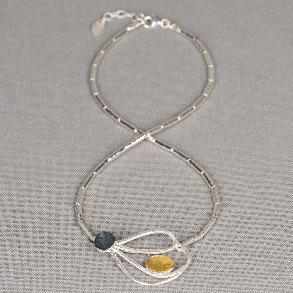 Collier Tubes loof zilver + oxy + verguld