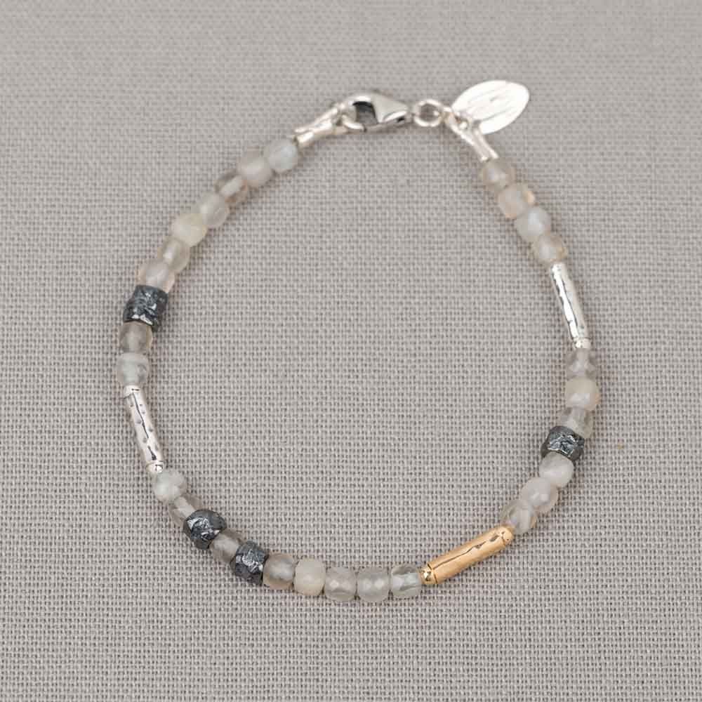 Armband zilver oxy + Goldfilled + grijze Maansteen