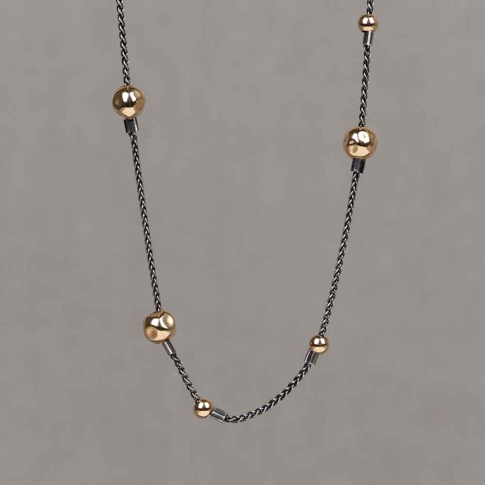 Collier zilver oxy + Goldfilled Dotty