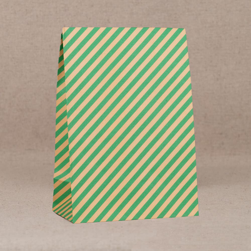 Verpakking strepen green/peach groot