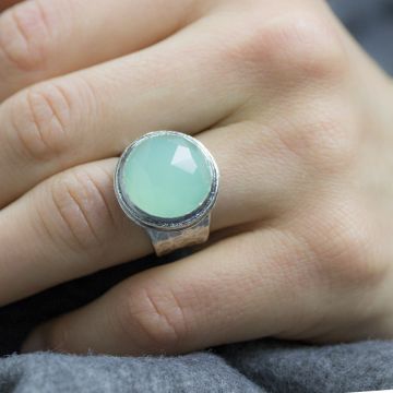 Ring Silber + Grüner Quarz