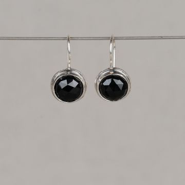 Oorbel zilver + Onyx