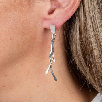 Boucles d'oreilles argent oxy + blanc