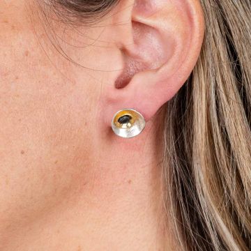 Ohrstecker Silber oxy / weiß