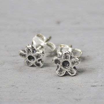 Oorsteker zilver oxy Bloem
