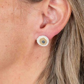 Earring silver oxy / white