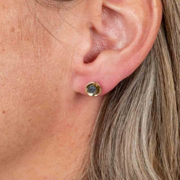 Oorknop rond verguld + oxy