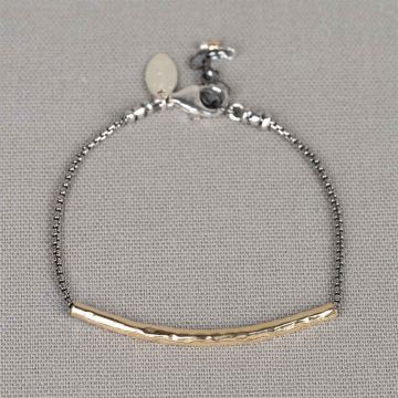 Armband zilver met lange Goldfilled buis