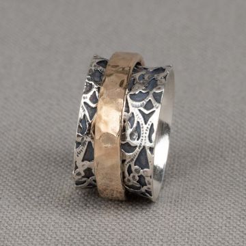 Ring Silber mit Goldfilled modische Spitze