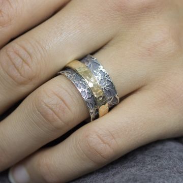 Ring Silber mit Goldfilled modische Spitze