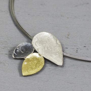 Hanger/Broche zilver oxy / wit