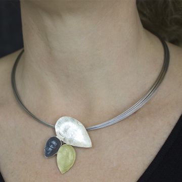 Hanger/Broche zilver oxy / wit