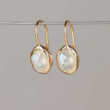 Boucle d'oreille argent plaqué + pierre de lune