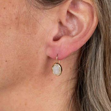 Boucle d'oreille argent plaqué + pierre de lune