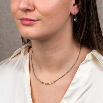 Halskette Silber mit goldfilled Tube