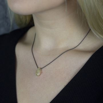 Collier zilver oxy + organische hanger van 14 karaat goud