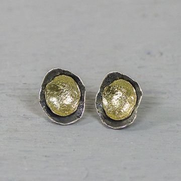 Ohrstecker Silber oxy + vergoldet